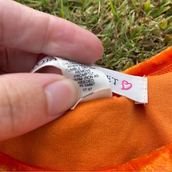 Vintage 90s Victoria’s Secret Orange Crushed Velvet Top - Picture 7 of 7